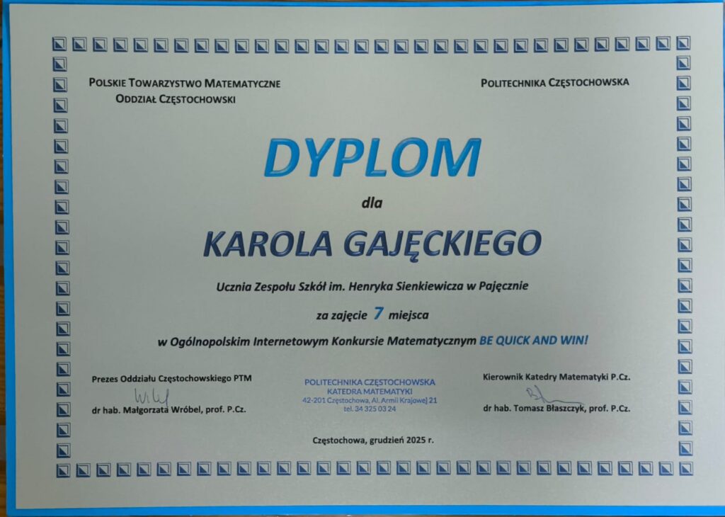 zdjęcie przedstawia dyplom